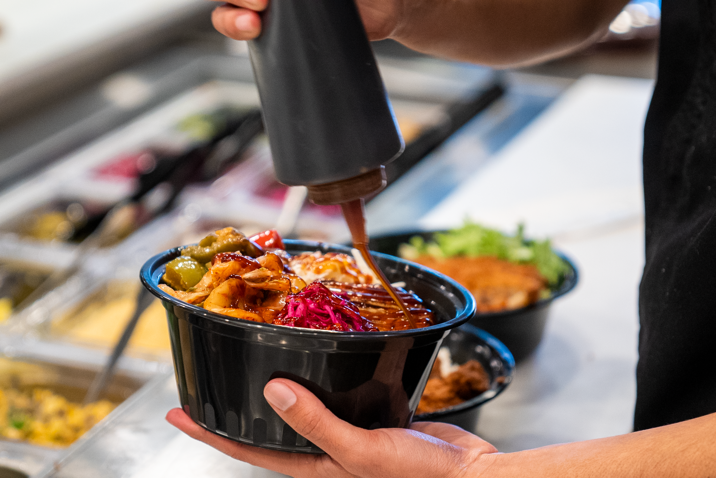 Fresh poke bowl with sushi-grade fish