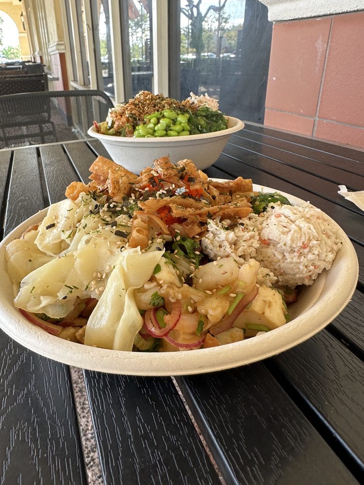 Delicious poke bowl ready to serve