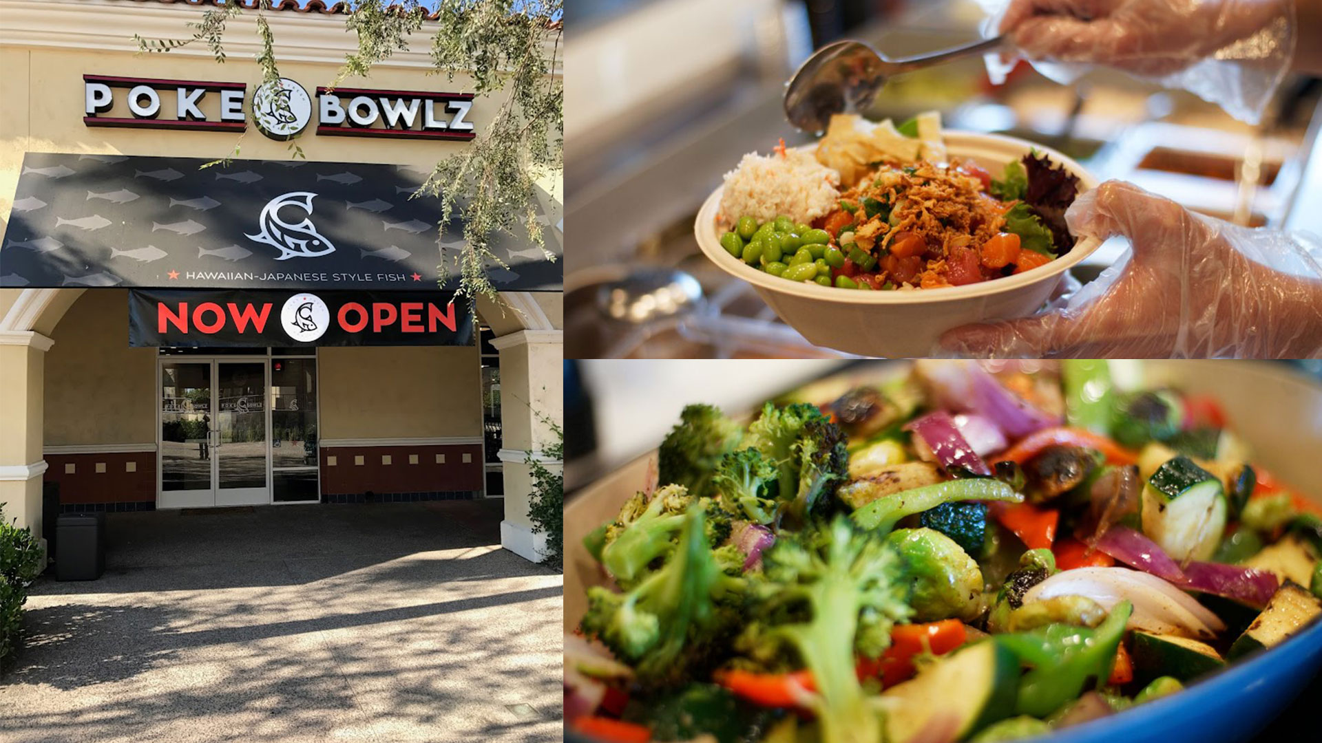 Poke Bowlz storefront and fresh bowls